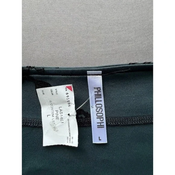 Philosophi L A Top Women Large Green Black Floral Velvet Burnout Off Shoulder - Picture 10 of 14